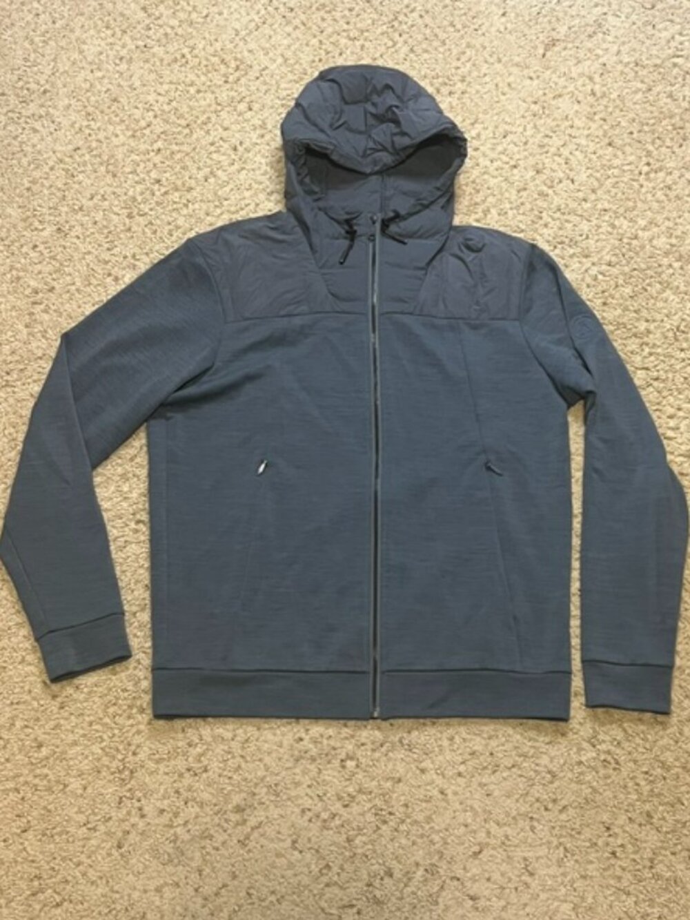 Alchemy Equipment Men Blue Tecnowool Hybrid Full Zip Hoodie Down Jacket Size M